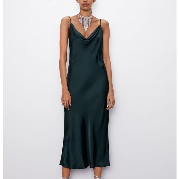 Zara Dresses Zara Emerald Green Slip Dress Poshmark